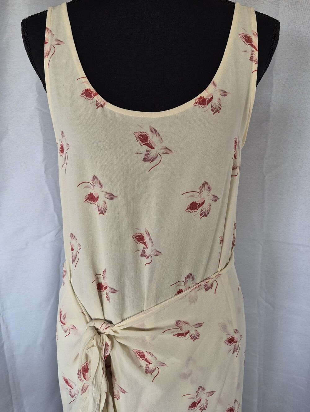 Vintage Banana Republic Cream Maxi Wrap Dress with Pink Floral Motif - Picture 2 of 13